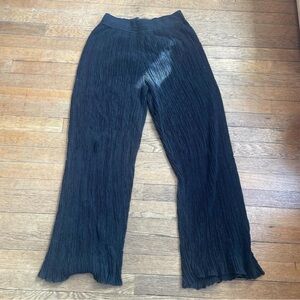 Ilana Kohn Black Crinkled Wide Leg Pants